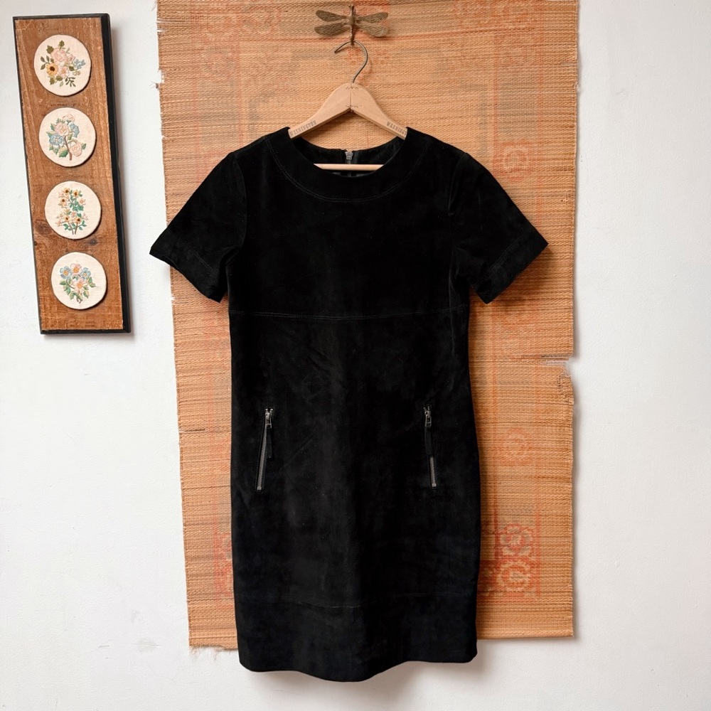 Neiman Marcus Black Suede Vintage Knee Length Dress size Small